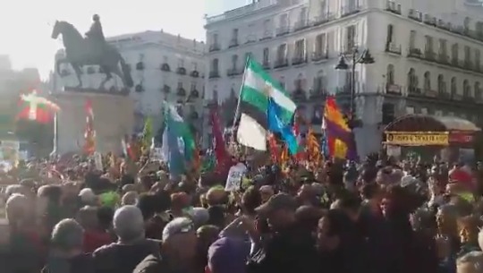 Mientras nos peleamos por las banderas, la dignidad La marcha de los pensionistas llega a la Puerta del Sol de Madrid