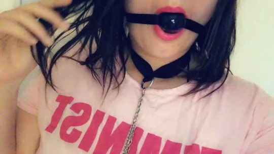 misskandii-deactivated20210109:I found your girlfriend’s feminist top. Do you think she will be mad at how I’m wearing it whilst I suck your cock and balls 🙃