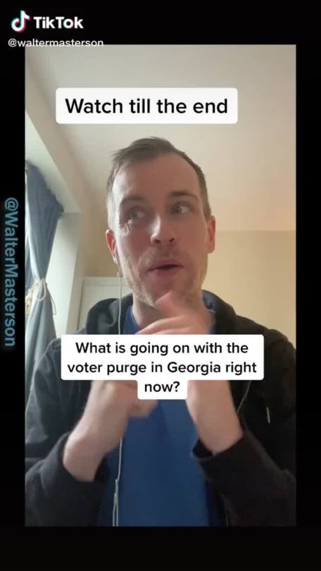 we-are-darkelf:galacticdustbunnies:Georgia Voters *who voted in the November 2020 Election* are finding themselves PURGED from voter records.This video explains how to check this and how to re-registerDeadline to re-register is Dec 7thVoters from georgia,