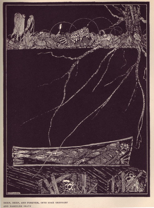 Deep, deep, and forever, into some ordinary and nameless grave. One of Harry Clarke’s illustrations for Tales of Mystery and Imagination by Edgar Allan Poe, 1923.