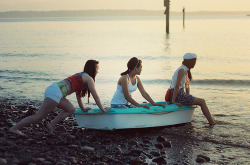 thebackdoor:  Summer Evenings photoshoot with samie, amanda, and nicole ( we found the boat on the playground, nicole and I both agree that it looks stupid in the picture, but whatever… haha) 